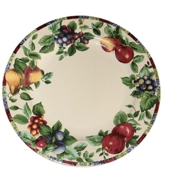 Sakura Sonoma Stoneware Dinner Plates 11" Fruit Design Dishwasher & Microwave Sa - Picture 1 of 6